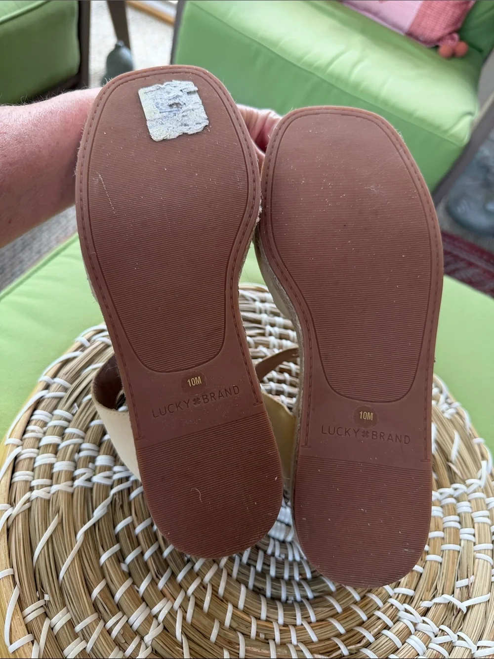 Lucky Brand Women's Valki Wedge Sandal T-Strap Espadrille Size 10M